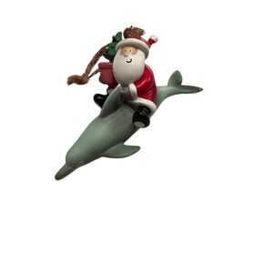 Cape Shore Santa Riding Dolphin Christmas Ornament Coastal Theme